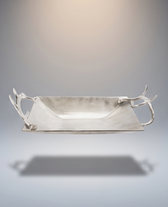 Plateau en métal texturé avec poignée en forme de corne de cerf, idéal pour la cuisine et la salle à manger, article pour fournisseur en gros - Product Image 3