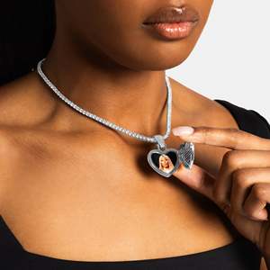 Heart Shape Moissanite Pendant Necklace 925 <b>Silver</b> Rhodium Plated Micro Pave <b>Box</b> <b>Chain</b> Women's Luxury Jewelry - Product Image 2