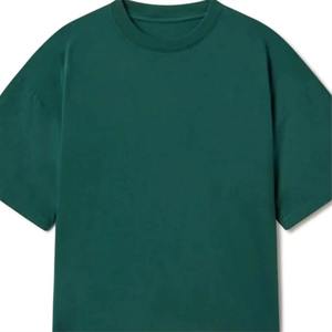 T-shirt en coton tricoté vert foncé surdimensionné pour homme, coupe décontractée à manches courtes, style streetwear, respirant et séchage rapide - Product Image 6