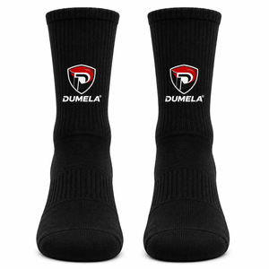 Dumela <b>Black</b> Crew <b>Socks</b> Men Cotton Anti-Bacterial Knitted Breathable Sports Solid Pattern Custom Embroidered Logo Cuff Autumn - Product Image 1