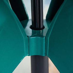 Tavolo da bistrot all'aperto rotondo verde all'aperto con foro per l'ombrello per uso giardino - Product Image 6