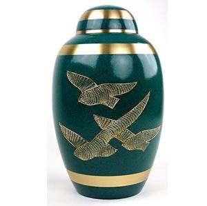 Urna Funeraria de Metal para Cenizas de Adultos, con Grabado de Flor Verde, Latón Pulido, Estilo Americano/Europeo - Product Image 5