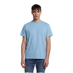 T-shirt pour homme fabriqué directement en usine, motif uni, couleur bleu ciel, manches courtes, col rond, vêtements pour homme - Product Image 1
