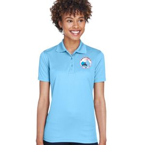 Polo pour femme bleu ciel avec broderie, manches courtes, col, mélange de coton, décontracté, golf, affaires, mode, vêtements - Product Image 1