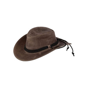 Suede Cowboy <b>Hat</b> with Braided <b>Band</b> Wide Brim Western Style <b>Hat</b> for Men and Women Brown Color - Product Image 1