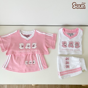 ชุดเซ็ตเสื้อครอปและกระโปรงผ้าคอตตอนริบสำหรับเด็กผู้หญิง ยืดได้ 4 ทิศทาง เนื้อผ้านุ่ม สวมใส่สบาย ผลิตในเวียดนาม - Product Image 3