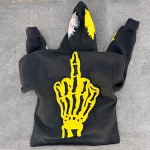 Vente en gros de sweats à capuche pour hommes, personnalisés avec logo, effet délavé à l'acide, style vieilli, coupe oversize à épaules tombantes, avec impression 3D en relief - Product Image 4