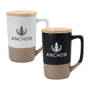 Two-Toned <b>Ceramic</b> <b>Mugs</b> with Clay Bottom and Bamboo <b>Lid</b> Premium <b>Ceramics</b> Product - Product Image 2