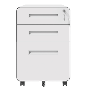Armoire de classement mobile à 3 tiroirs blanche pour bureau à domicile, entièrement en acier, avec roulettes et serrure, entièrement assemblée - Product Image 5