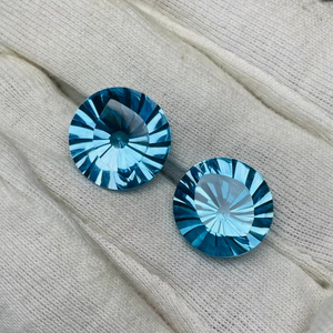 Par de topacios azules naturales, talla redonda, calidad AAA, con brillo AAA, perfectos para pendientes, hechos y pulidos con precisión a precio económico. - Product Image 3