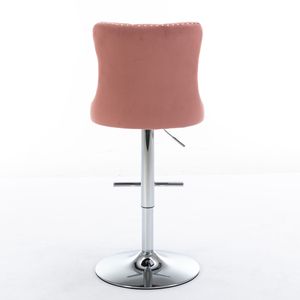 Modern 25-33 Inch Swivel Velvet Barstools with <b>Adjustable</b> Seat <b>Height</b> Comfortable Upholstered Chrome Base Bar <b>Stools</b> Backrest - Product Image 6
