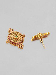 Juego de Joyería Étnica Chapada en Oro, Collar y Aretes con Piedras de Circonio, Diseño Geométrico para Mujer, Boda - Product Image 6