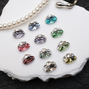 Adornos de <span class=keywords><strong>Uñas</strong></span> de Cristal Ovalados, Diseño de Corona con 3 Piedras Decorativas, Base de Metal Plateado, Cristal Plano, Estilo Real - Product Image 5