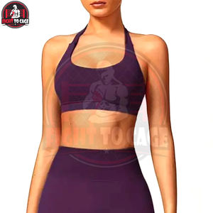 Sujetador deportivo sin costuras de primera calidad para mujer, de secado rápido, elástico, con cuello halter, estilo simple, para fitness. - Product Image 6
