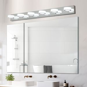 Sleek 45\" Modern 6-<b>Light</b> LED <b>Vanity</b> <b>Light</b> Chrome Wall Fixture for Bathroom <b>Mirror</b> & Shower Decor - Product Image 2