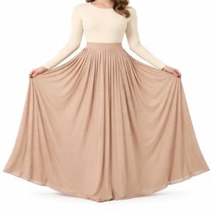 Jupe longue plissée taille haute pour femme, jupe longue fluide taille haute, jupe sur mesure OEM pour femme - Product Image 5