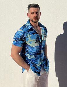 เสื้อชายหาดหรูหราสำหรับผู้ชาย สไตล์ฮาวาย ฤดูร้อน ลำลอง พิมพ์ลาย โพลีเอสเตอร์ ระบายอากาศได้ดี แขนสั้น ติดกระดุม ไซส์ใหญ่ ปกคอพับได้ - Product Image 2