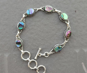 Natural <b>Abalone</b> <b>Shell</b> 925 Sterling Silver Adjustable Bracelet Handmade Gemstone Jewelry Elegant Designer Boho Bracelet for Women - Product Image 2