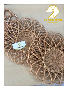 จานหวายสานรูปดอกทานตะวัน - ของตกแต่งผนังสานหลากสีขายส่ง - Product Image 1