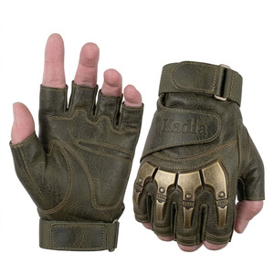 Gants tactiques en cuir pour homme Kadia, protection des articulations, demi-doigts, sans doigts, pour la moto, la gym, les sports - Product Image 4