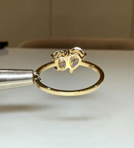 Toi Et Moi Women's Lab Grown Diamond Pear Cut Gold <b>Two</b> <b>Stone</b> Engagement Wedding <b>Ring</b> IGI Certified Minimal Luxury Trendy - Product Image 3