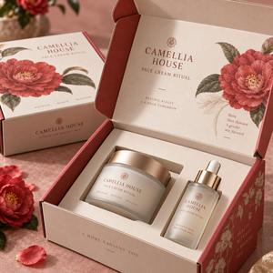 Boîte d'emballage en carton ondulé imprimée personnalisée CAMELLIA pour crème visage - Product Image 4