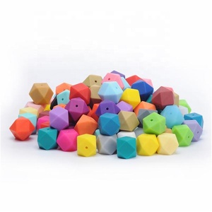 Perles carrées en <span class=keywords><strong>silicone</strong></span> de 14 mm et 17 mm, perles octogonales pour la dentition des bébés, pour la fabrication de stylos, porte-clés, colliers, bracelets et bijoux DIY - Product Image 2