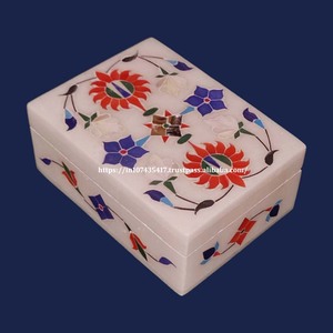 Handmade White Marble Inlaid Jewelry <b>Boxes</b> Latest Design Stone Crafts Gift <b>Boxes</b> for <b>Storage</b> and Packaging Velvet <b>Material</b> - Product Image 3
