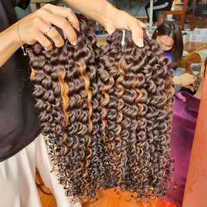 Paquete de Cabello Humano Remy Ondulado y Rizado Profundo con Cierre Frontal de 13*4 - Product Image 1