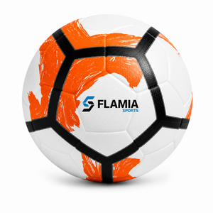 Balón de Fútbol Flamia Sports Talla 5 Blanco, Naranja y Negro con Serigrafía Ecológica, Alta Retención de Aire y Diseño Clásico - Product Image 1