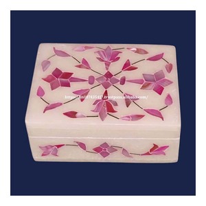 No. 1 Quality New Born Baby Girl Pink Mother Pearl Inlay Marble Jewelry <b>Boxes</b> Handcrafted Gift Box Ready to Ship for Necklace - Product Image 2
