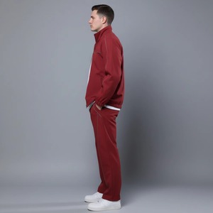 Chándal Rojo para Hombre, de Color Sólido, de Poliéster, Informal, con Bolsillos Laterales, Cierre de Cremallera y Cuello Alto - Product Image 4