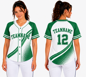 Maillot de baseball sublimé pour femme, multicolore, manches courtes, col en V, séchage rapide, motif uni, coupe ajustée, numéro d'équipe - Product Image 2