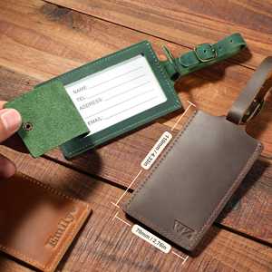 Custom Full Grain Leather Luggage Tags Privacy Flap Travel Bag Tags Luxury Suitcase <b>Name</b> <b>Labels</b> Supplier LMP-0297 - Product Image 3