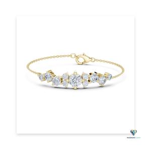 3.03 CT Yellow <b>Gold</b> Round Lab Grown Diamond Graduated Bracelet in 14K <b>Solid</b> <b>Gold</b> - Product Image 6