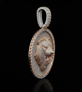 Pendentif personnalisé Lion serti de diamants, en or bicolore 925, avec micro-pavé de moissanite, style hip-hop - Product Image 2