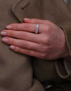 Anillo de compromiso romántico para mujer, regalo de aniversario, oro de 14k, 3 quilates, 5 diamantes cultivados en laboratorio con graduación, engaste pavé, para amantes - Product Image 5