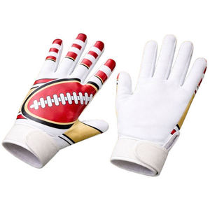 Gants de sport à doigts entiers KATBROS INDUSTRIES, blanc et rouge, design football, antidérapants, fermeture auto-agrippante en PU, pour hommes, toutes saisons - Product Image 1
