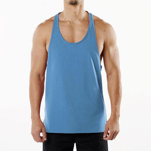 Camiseta sin mangas de poliéster transpirable azul liso para hombre, estilo casual con cuello redondo, holgada, estilo hip hop - Product Image 1