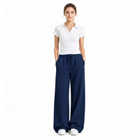 Ensemble coordonné élégant pour femme : Haut ample à manches courtes, confortable, uni, brodé, respirant, en tissu doux mélangé, et pantalon large taille haute