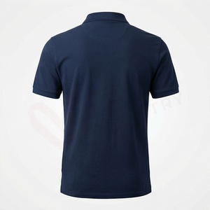 Men's Navy <b>Blue</b> Short Sleeve <b>Polo</b> <b>Shirt</b> 100% Cotton Pique Breathable Regular Fit Solid Knitted Casual Design - Product Image 2