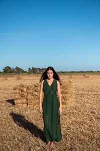 Vestido de Algodón Verde Ligero de Goa, Tendencia 2026, con Espalda Descubierta y Aberturas Laterales, Vestido de Verano Cómodo para Mujer - Product Image 2
