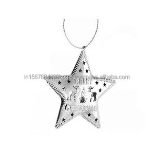 Adornos navideños baratos troquelado galvanizado Pino y copo de nieve adorno granja adornos colgantes Metal vacaciones artes - Product Image 5