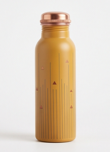 Botella de Agua de Cobre Pintada con Esmalte Ayurvédico Premium, Diseño Artístico de Líneas Verticales Triangulares, Botella Deportiva Metálica a Prueba de Fugas - Product Image 2