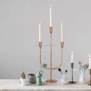 <b>Black</b> <b>polished</b> metal candelabra for home decor centerpiece and romantic dinner candlelight with classic design appeal - Product Image 3