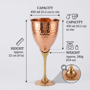 Verre à vin martelé en cuivre fait main, gobelet à pied en laiton, tasse à boire en métal, vaisselle vintage de luxe pour bar, restaurant et maison - Product Image 4