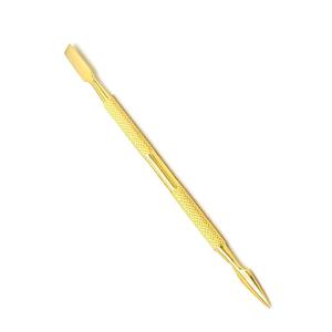 New Model Metal Nail <b>Cuticle</b> Pusher Set Reusable Manicure <b>Tool</b> with Textured Grip Gold Finish - Product Image 2