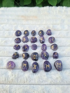 Ensemble de Pierres Runicées en Améthyste Naturelle Sculptée, Cristaux de Divination pour la Guérison Spirituelle et le Feng Shui - Product Image 2