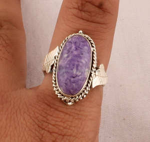 Anillo de amatista natural de Plata de Ley 925 sólida para hombres y mujeres, anillo de banda de lujo de piedras preciosas ovaladas hechas a mano, regalos para ella - Product Image 5