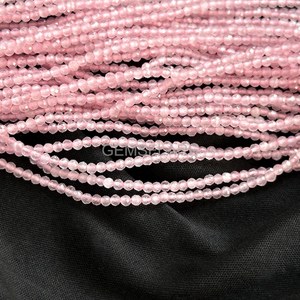 Natural Pink Chalcedony Micro Faceted Round Beads 2MM Pink Chalcedony Beads For Jewelry Making Wholesale Diamond Cut Faceted - Product Image 5